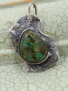 Turquoise Pendant in Boho Sterling Silver Setting