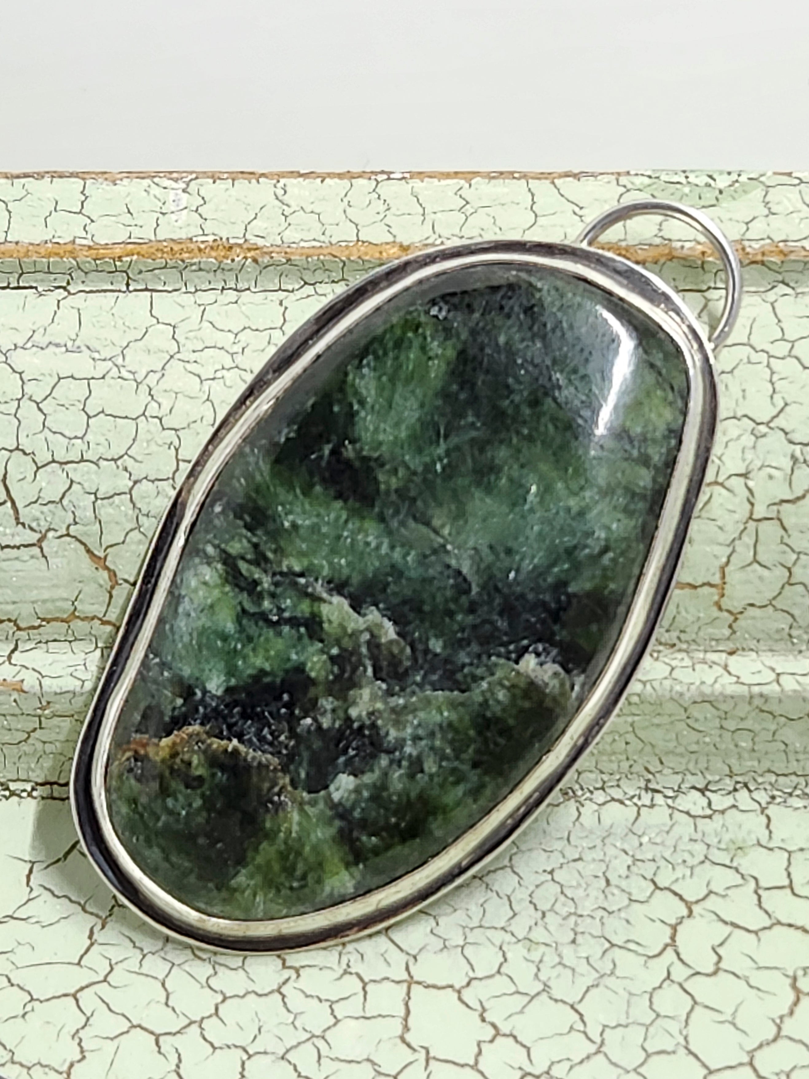 Nephrite Jade Pendant Set in Sterling Silver