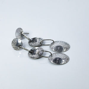 Sterling Silver Triple Disk Dangle Post Earrings