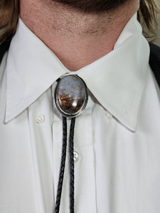 Bolo Tie -  Picture Agate Set in Sterling Silver
