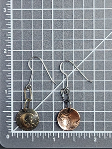 Cosmic Sun and Moon Dangle Earrings Brass and Copper