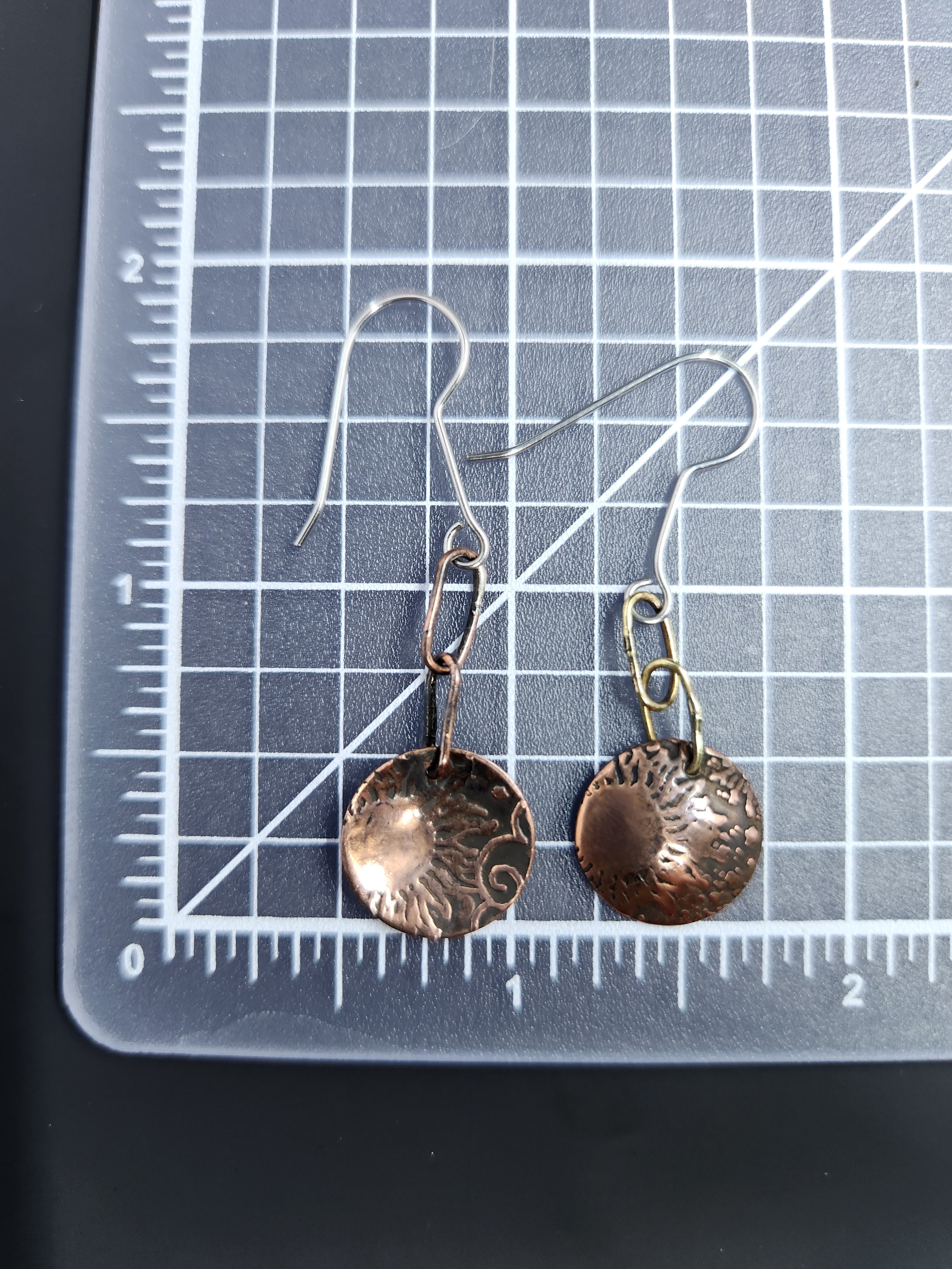 Cosmic Sun Design Dangle Earrings Copper