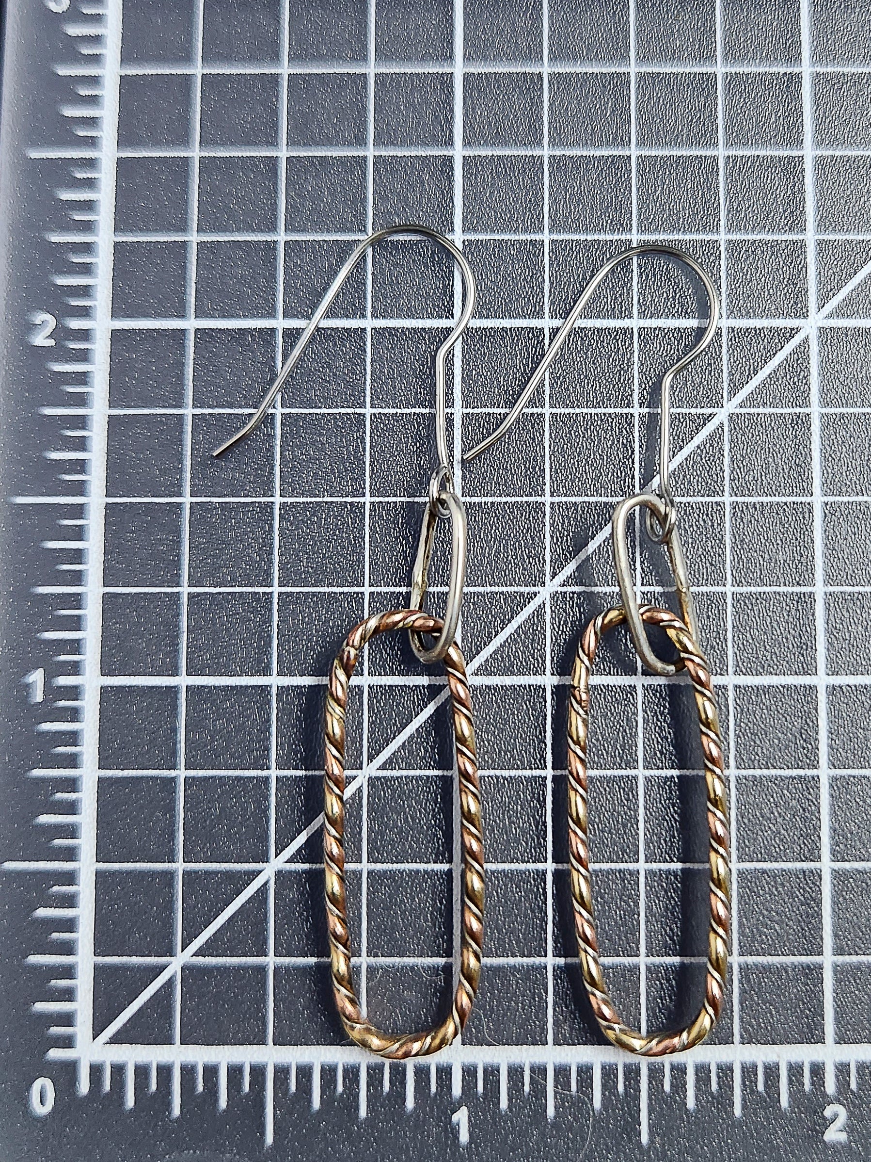 Twister Wire Oval Dangle Earrings Coppe, Brass, Sterling