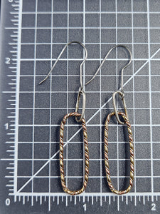 Twister Wire Oval Dangle Earrings Coppe, Brass, Sterling