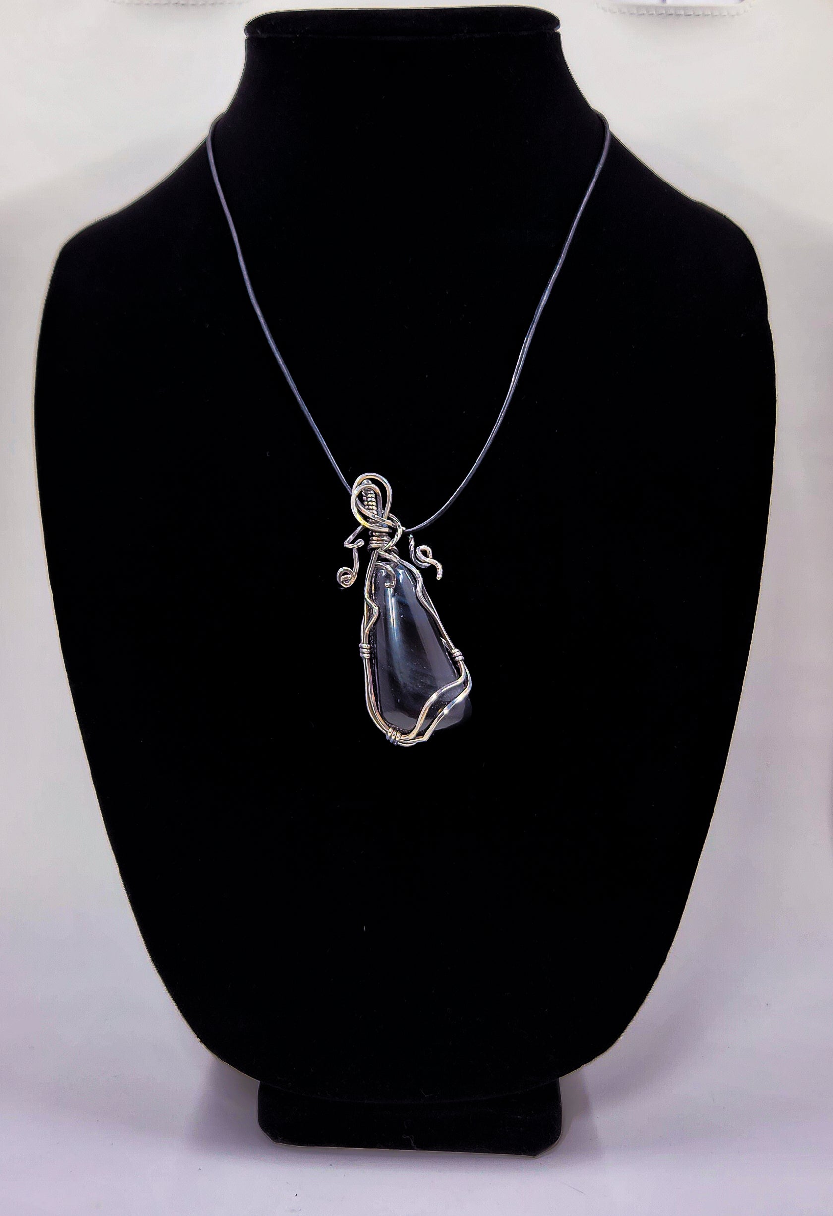 Rainbow Obsidian Sterling Silver Wire Wrap Pendant