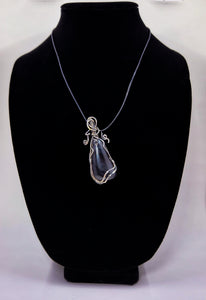 Rainbow Obsidian Sterling Silver Wire Wrap Pendant