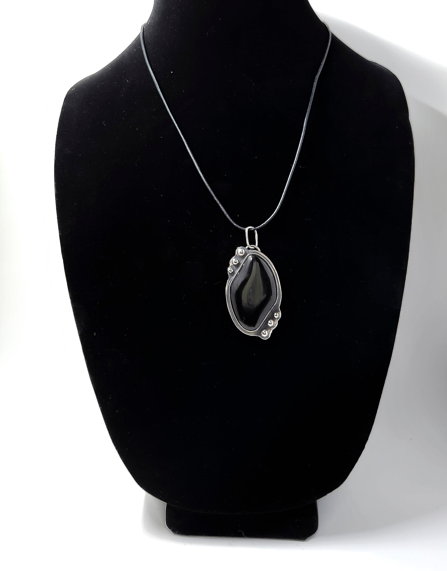 Onyx Pendant in Boho Sterling Silver Setting