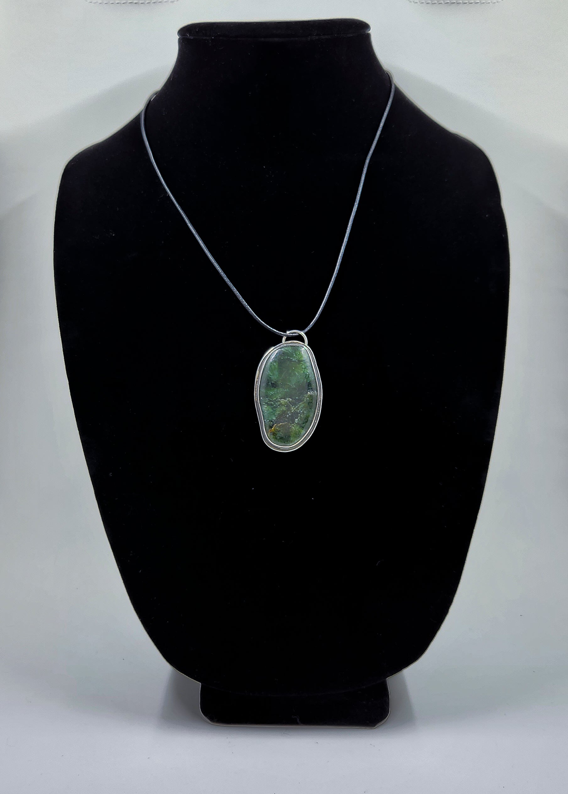 Nephrite Jade Pendant Set in Sterling Silver