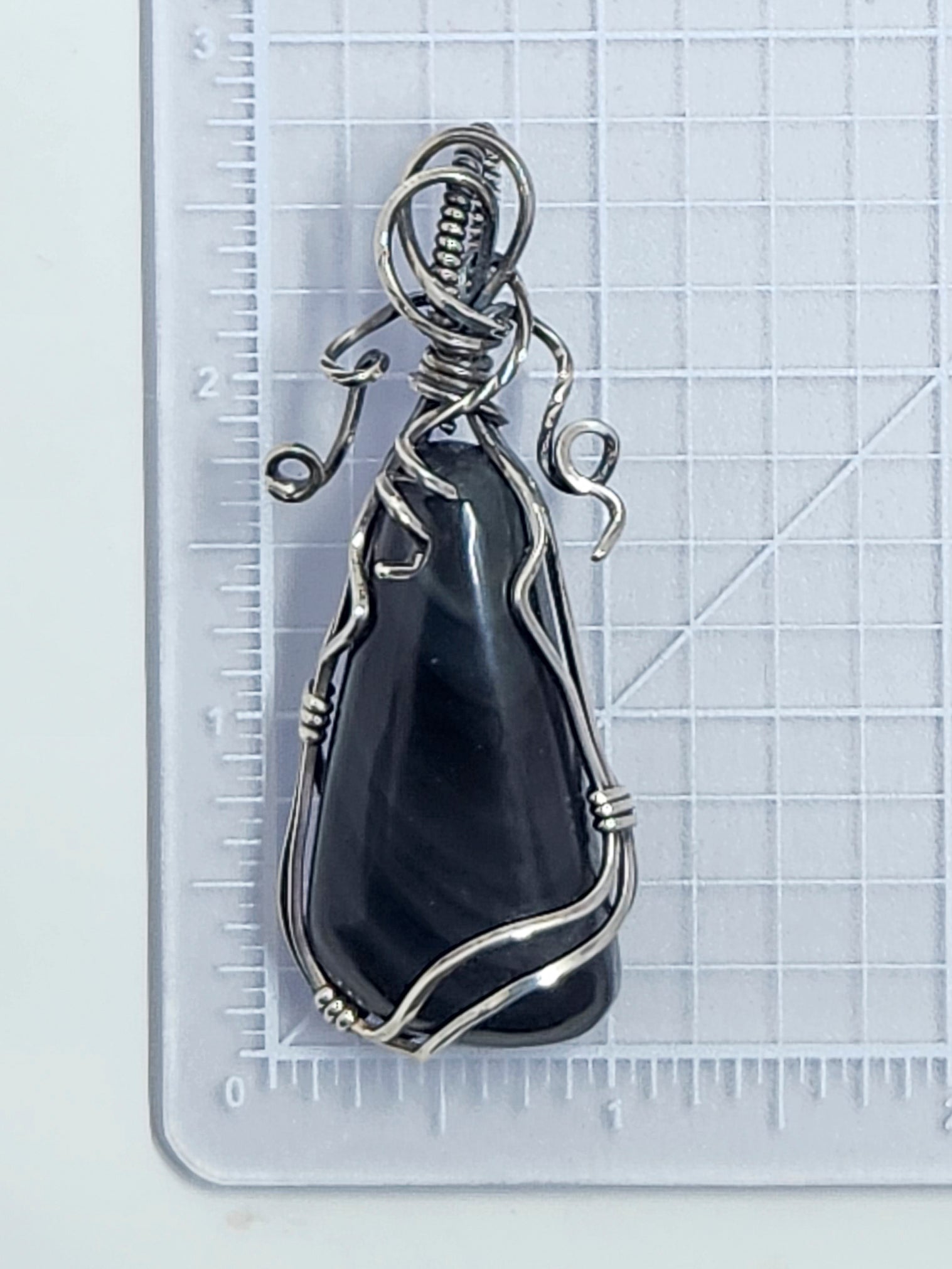 Rainbow Obsidian Sterling Silver Wire Wrap Pendant