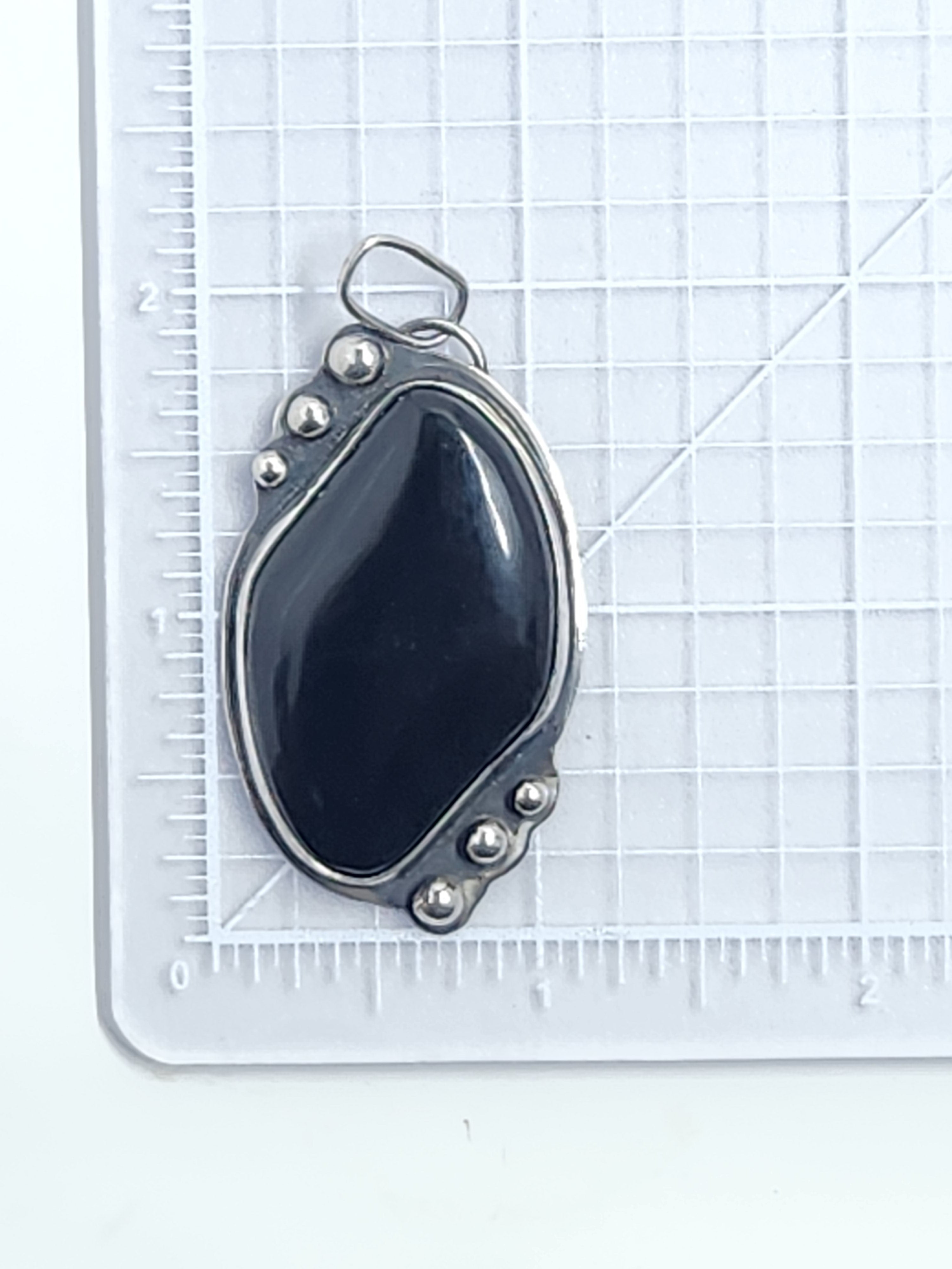 Onyx Pendant in Boho Sterling Silver Setting