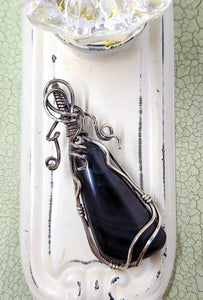 Rainbow Obsidian Sterling Silver Wire Wrap Pendant