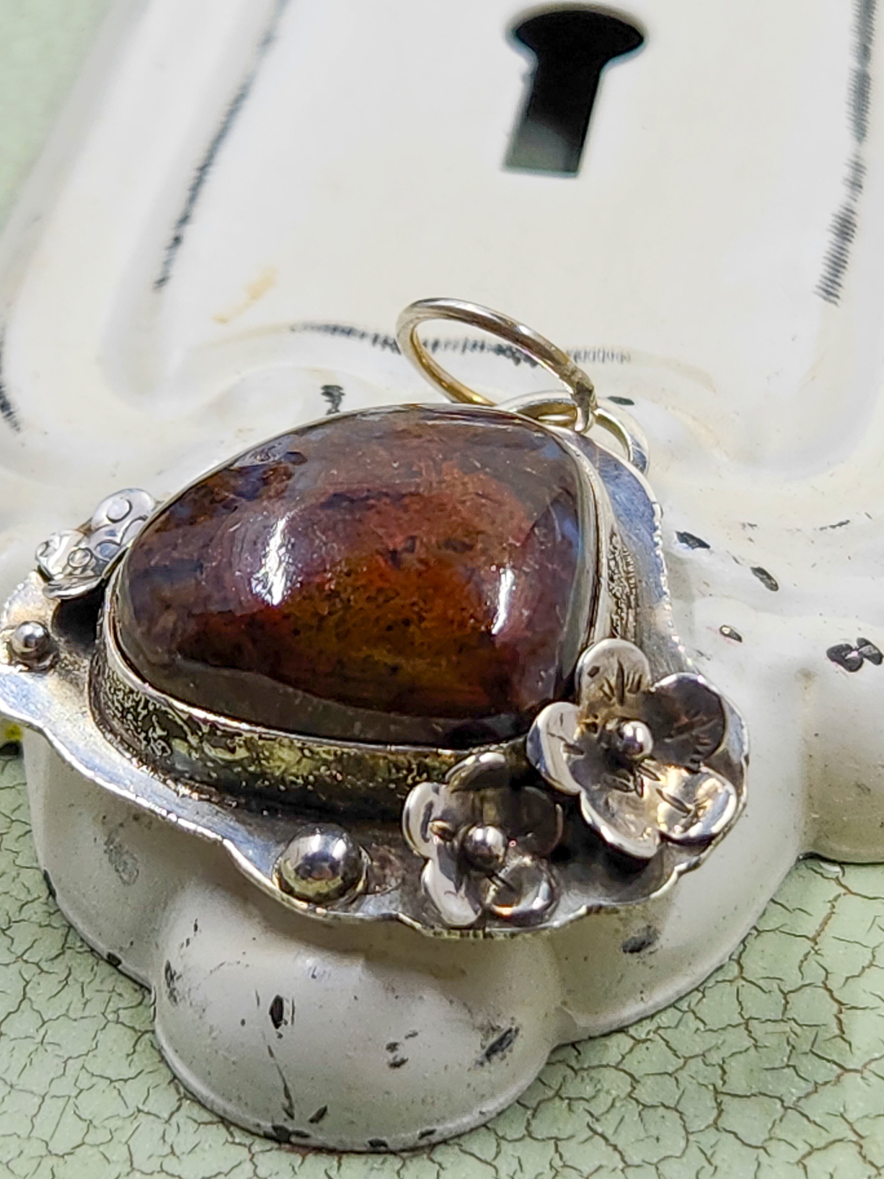 Moss Agate Wire Wrap Sterling Sliver Pendant