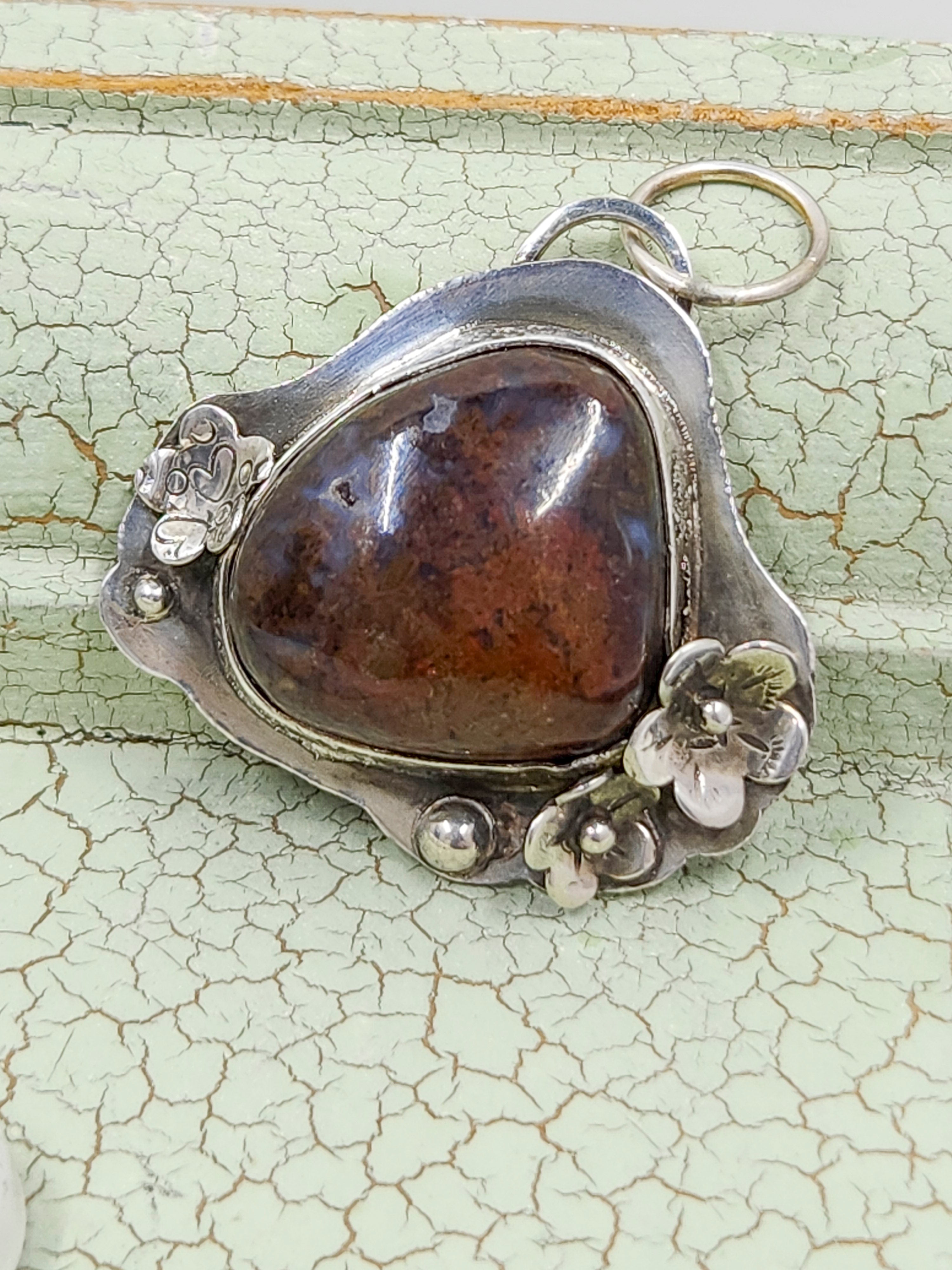 Moss Agate Wire Wrap Sterling Sliver Pendant