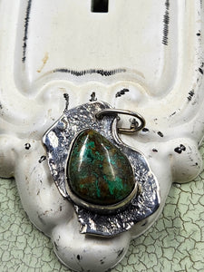 Turquoise Pendant in Boho Sterling Silver Setting