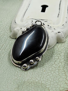 Onyx Pendant in Boho Sterling Silver Setting