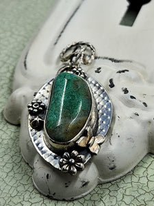 Chrysocolla Butterfly Pendant Set in Sterling Silver