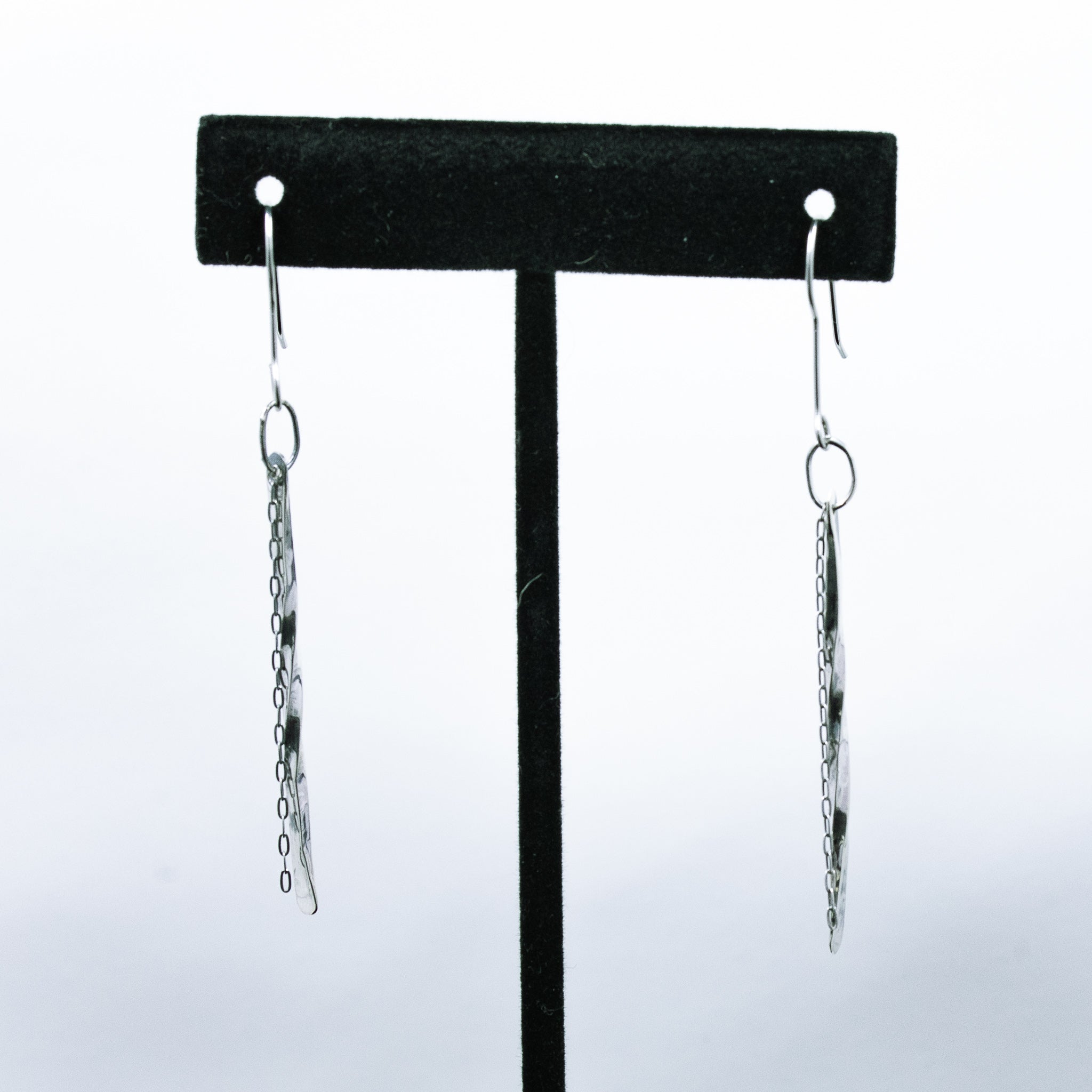 Sterling Silver Twisted Bar and Chain Drop Earrings