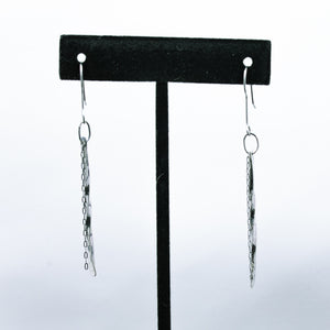 Sterling Silver Twisted Bar and Chain Drop Earrings