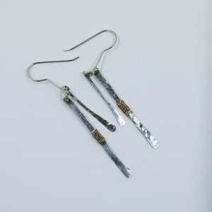 Sterling Silver Hammered Double Drop Earrings