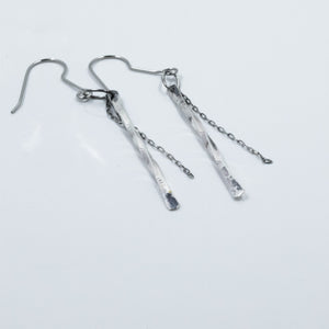 Sterling Silver Twisted Bar and Chain Drop Earrings