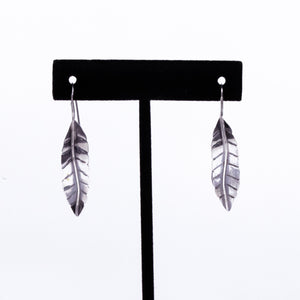 Sterling Silver Leaf Stamped Threader Earrings