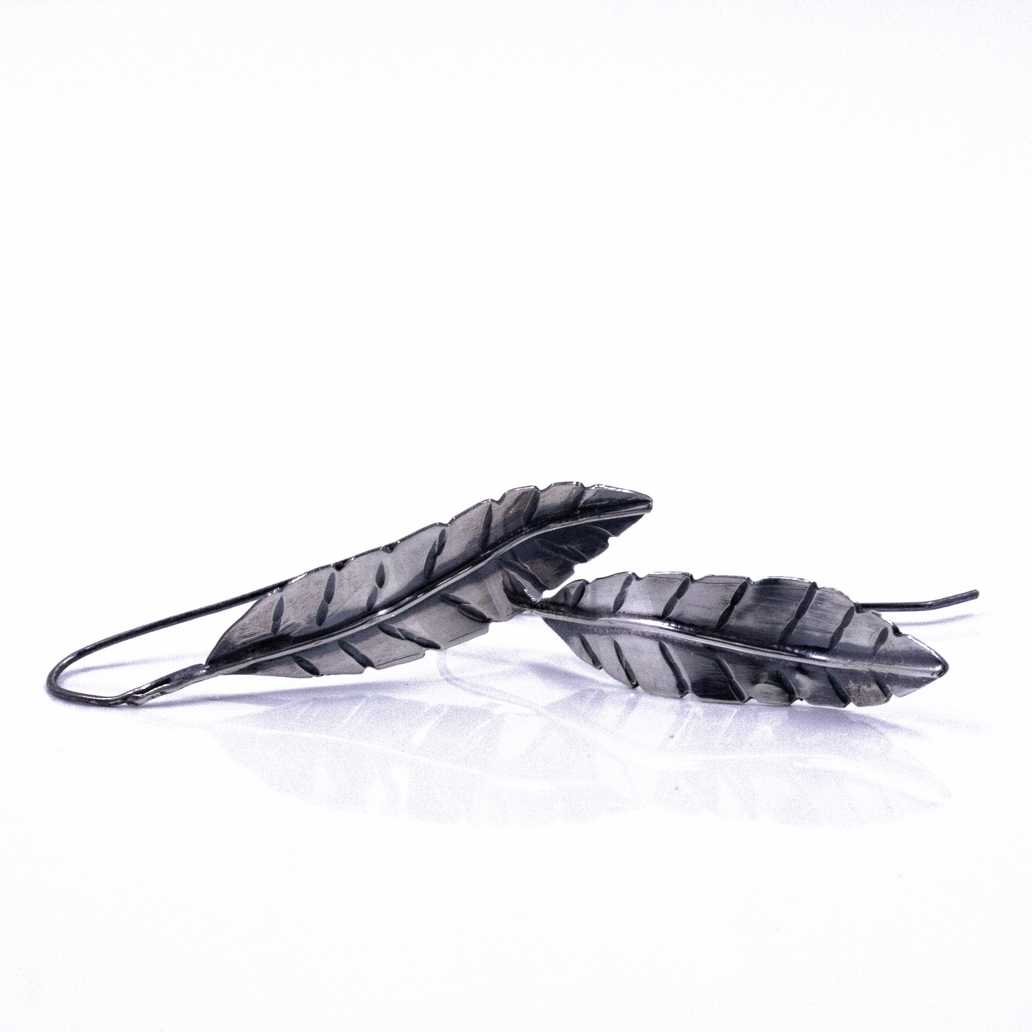 Sterling Silver Leaf Stamped Threader Earrings