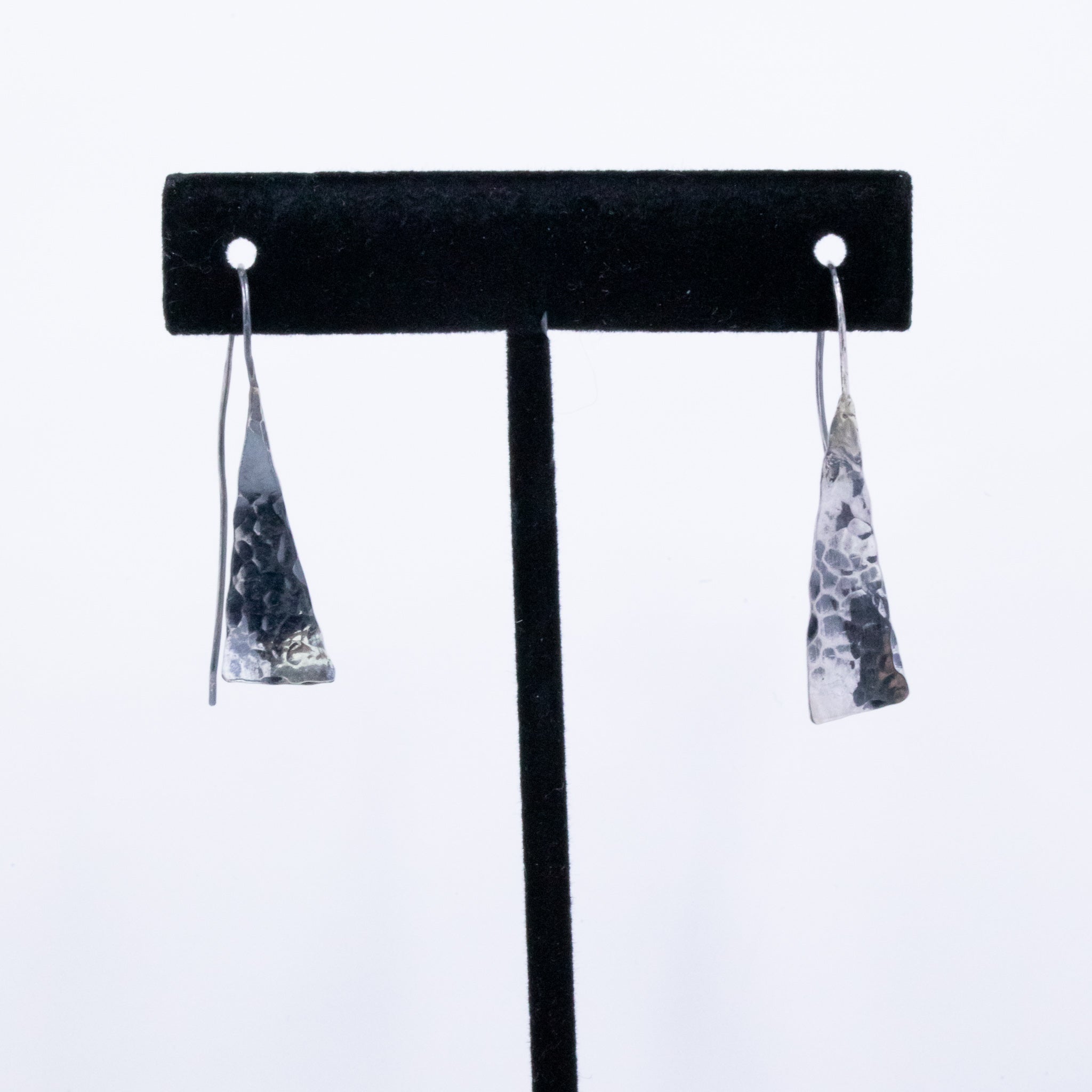 Sterling Silver Triangle Hammered Threader Earrings