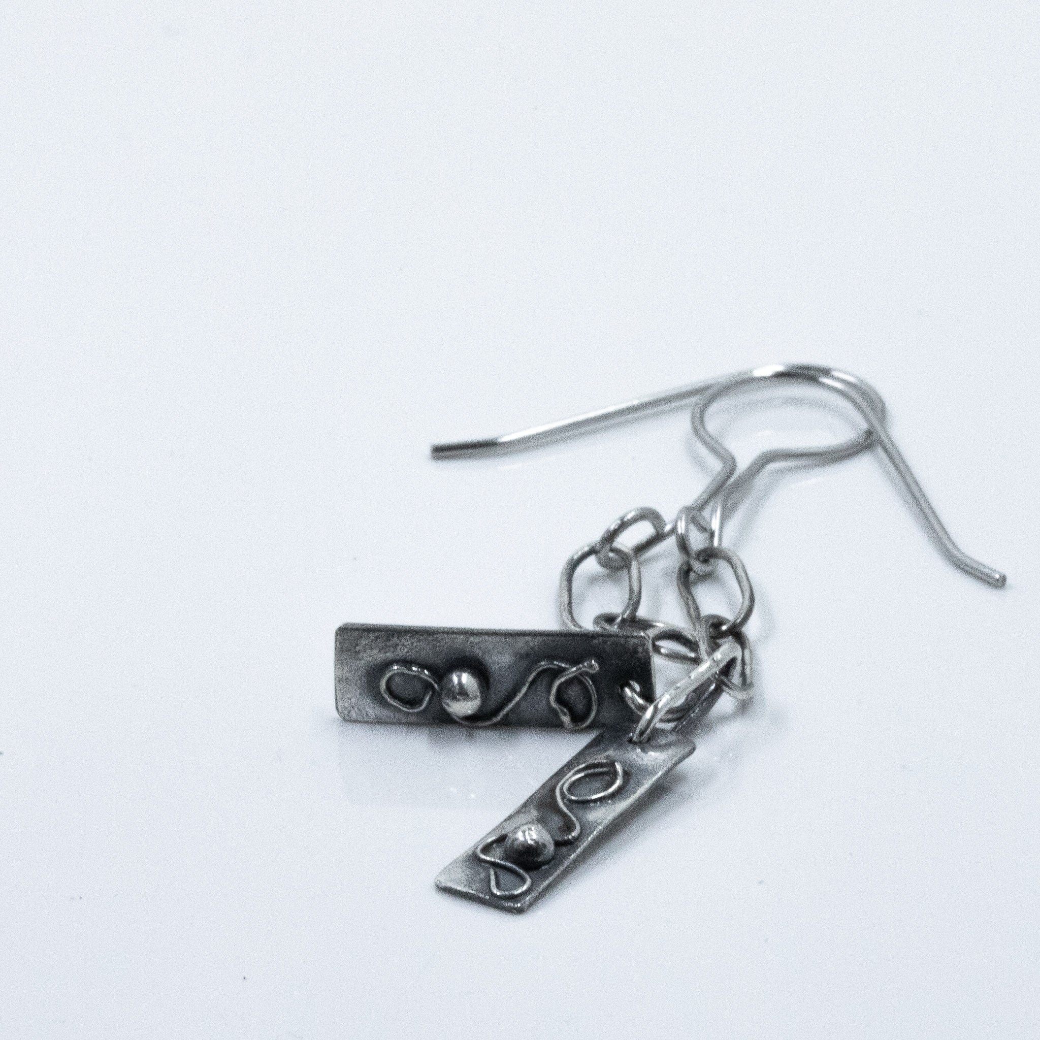 Sterling Silver Scribble Dangle Earrings