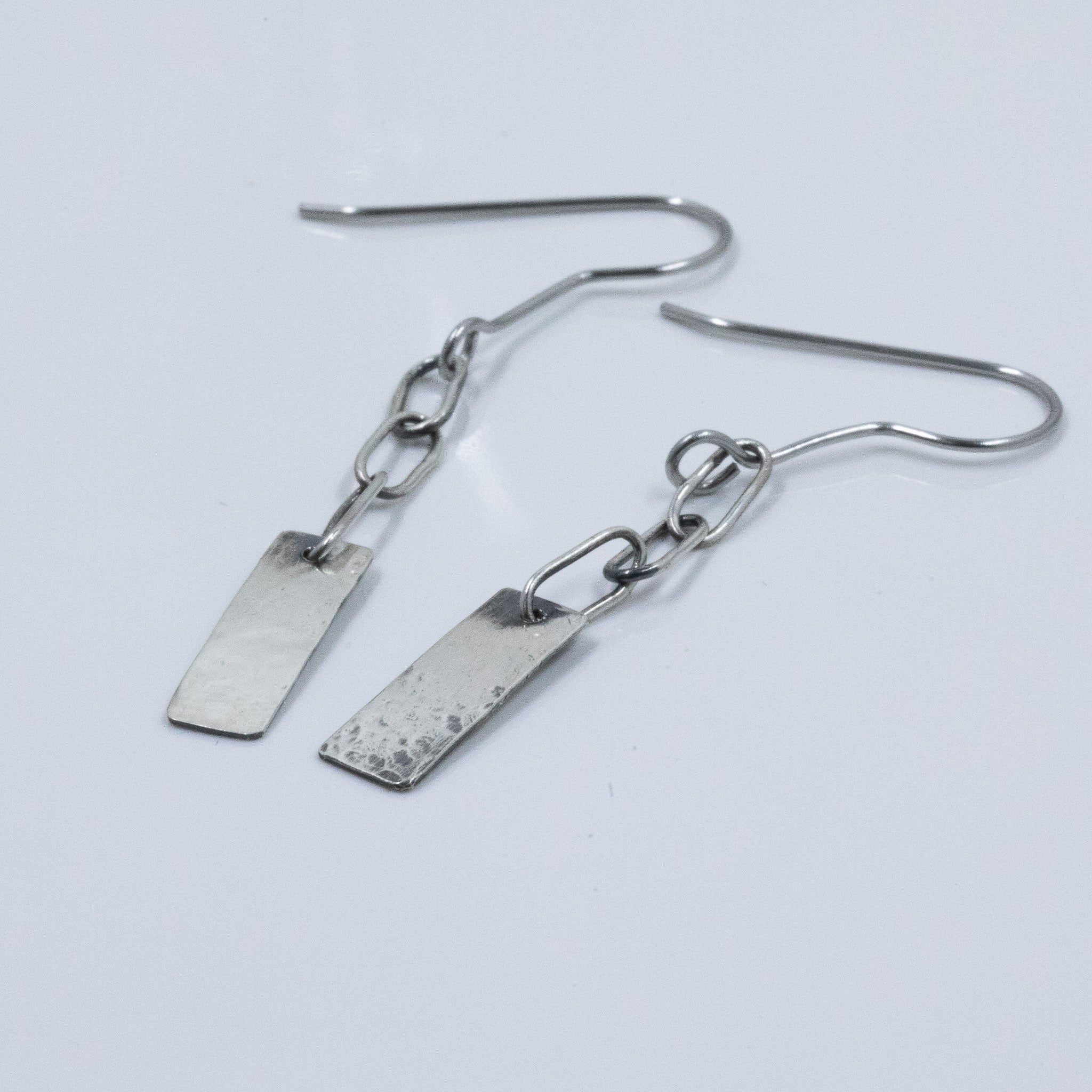 Sterling Silver Rectangle Dangle Earrings