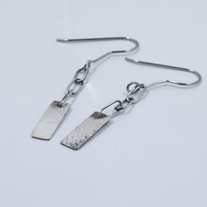 Sterling Silver Rectangle Dangle Earrings