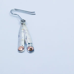 Sterling Silver and Copper Bar Earrings