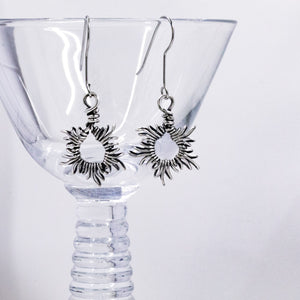 Sterling Silver Sunburst Drop Earrings