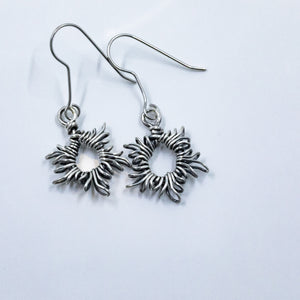 Sterling Silver Sunburst Drop Earrings