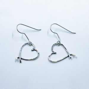 Sterling Silver Dangle Heart Earrings