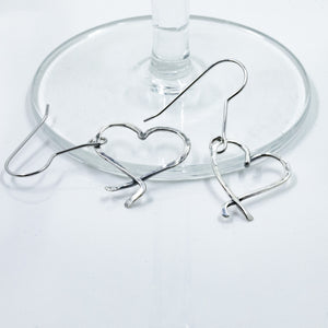 Sterling Silver Dangle Heart Earrings