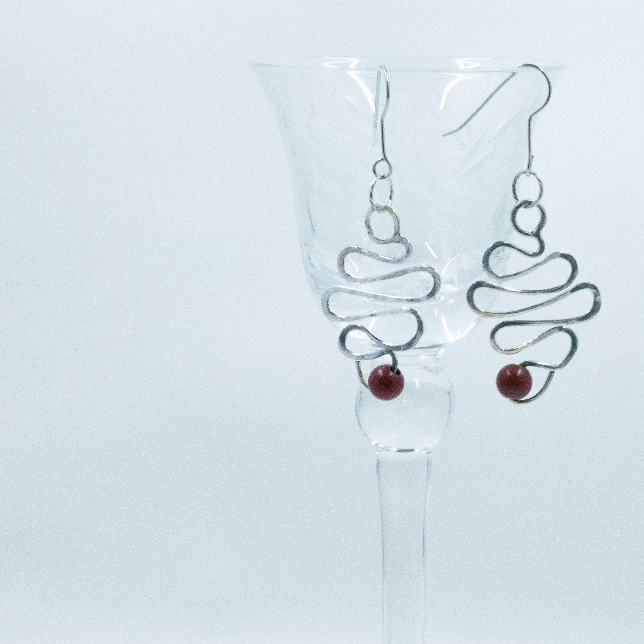 Sterling Silver/Mookaite S-Curve Dangle Earrings