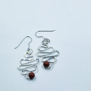 Sterling Silver/Mookaite S-Curve Dangle Earrings