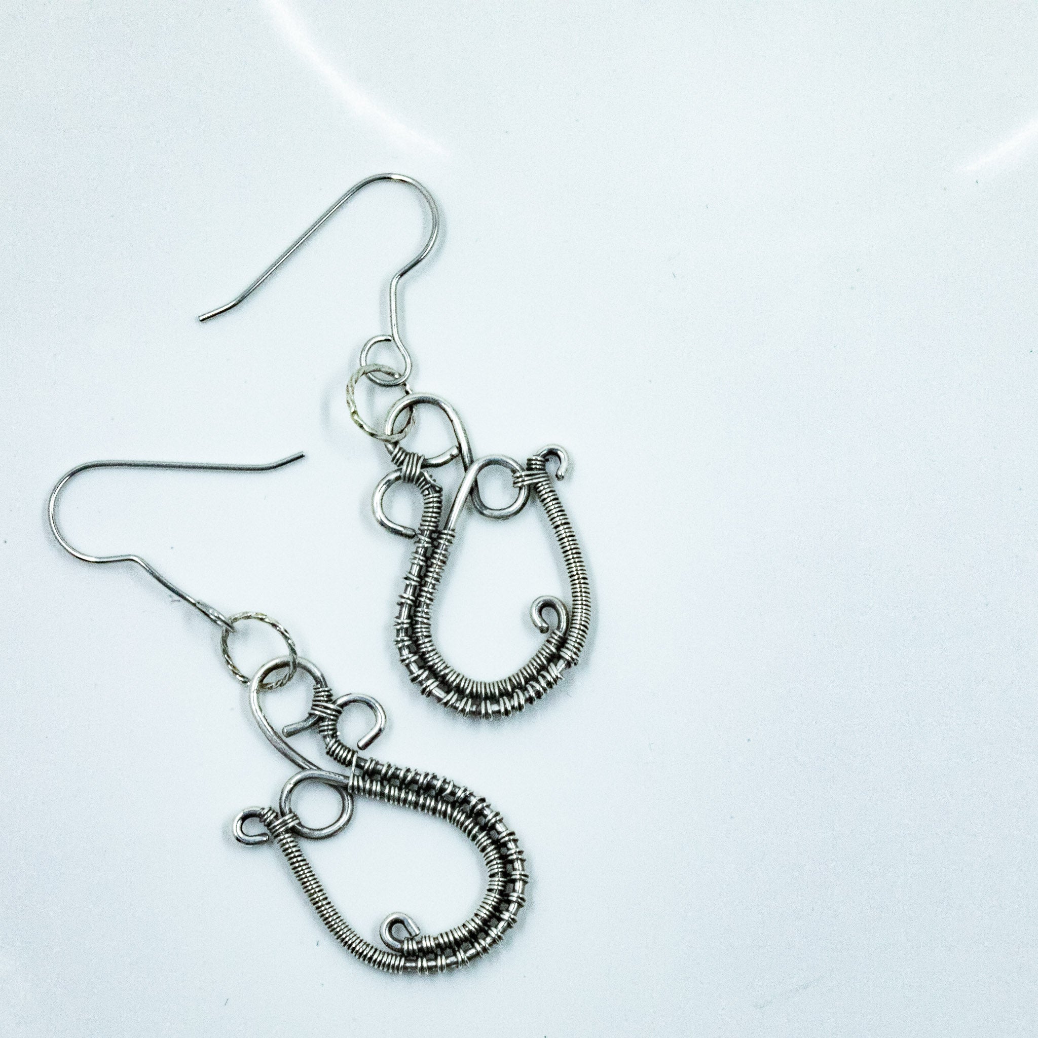 Sterling Sliver Wire Wrap Dangle Earrings