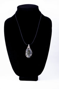 Gold Sheen Obsidian Sterling Silver Wire Wrap Pendant