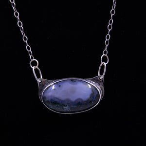 Green Blue Thunder Agate  Pendant in Set in Sterling Silver