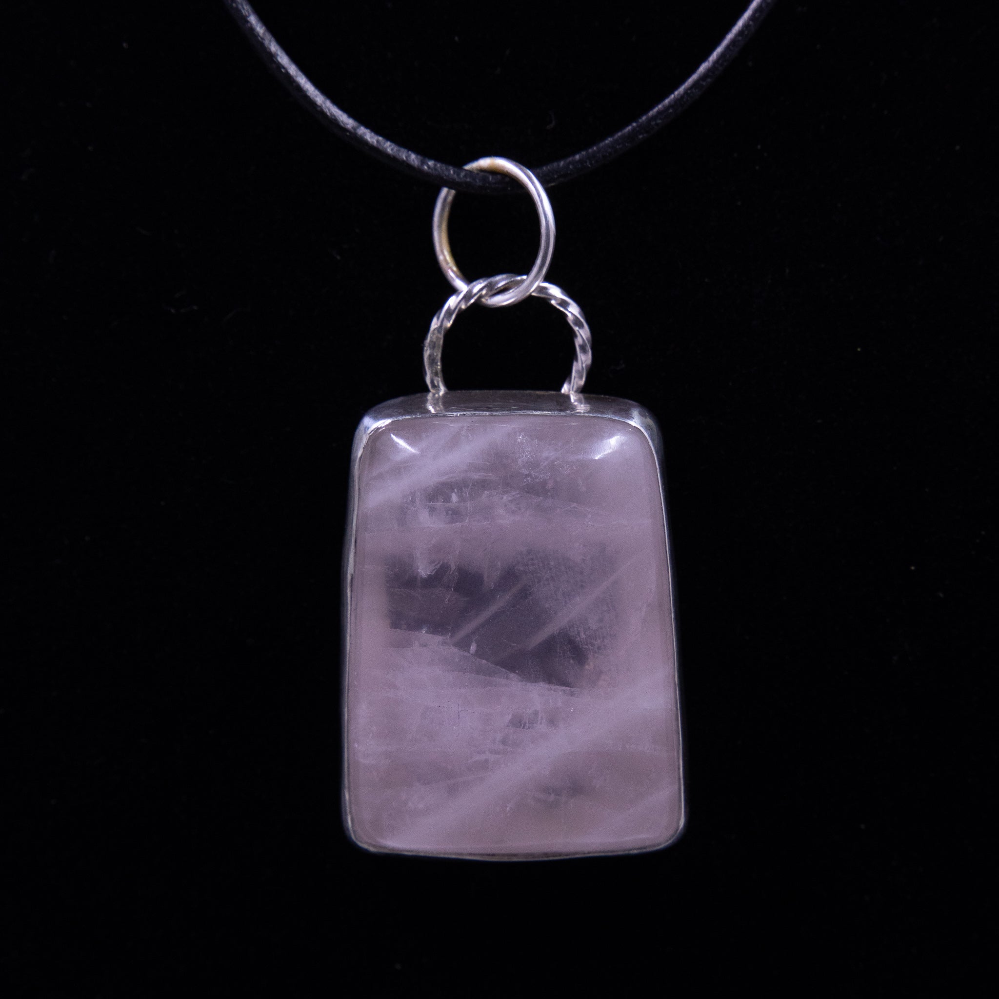 Pink Translucent Rose Quarts Pendant Set in Sterling Silver