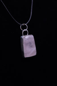 Pink Translucent Rose Quarts Pendant Set in Sterling Silver