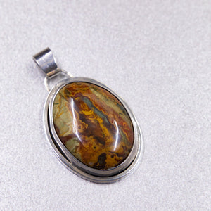 Kaleidoscope Jasper Pendant Set in Sterling Silver