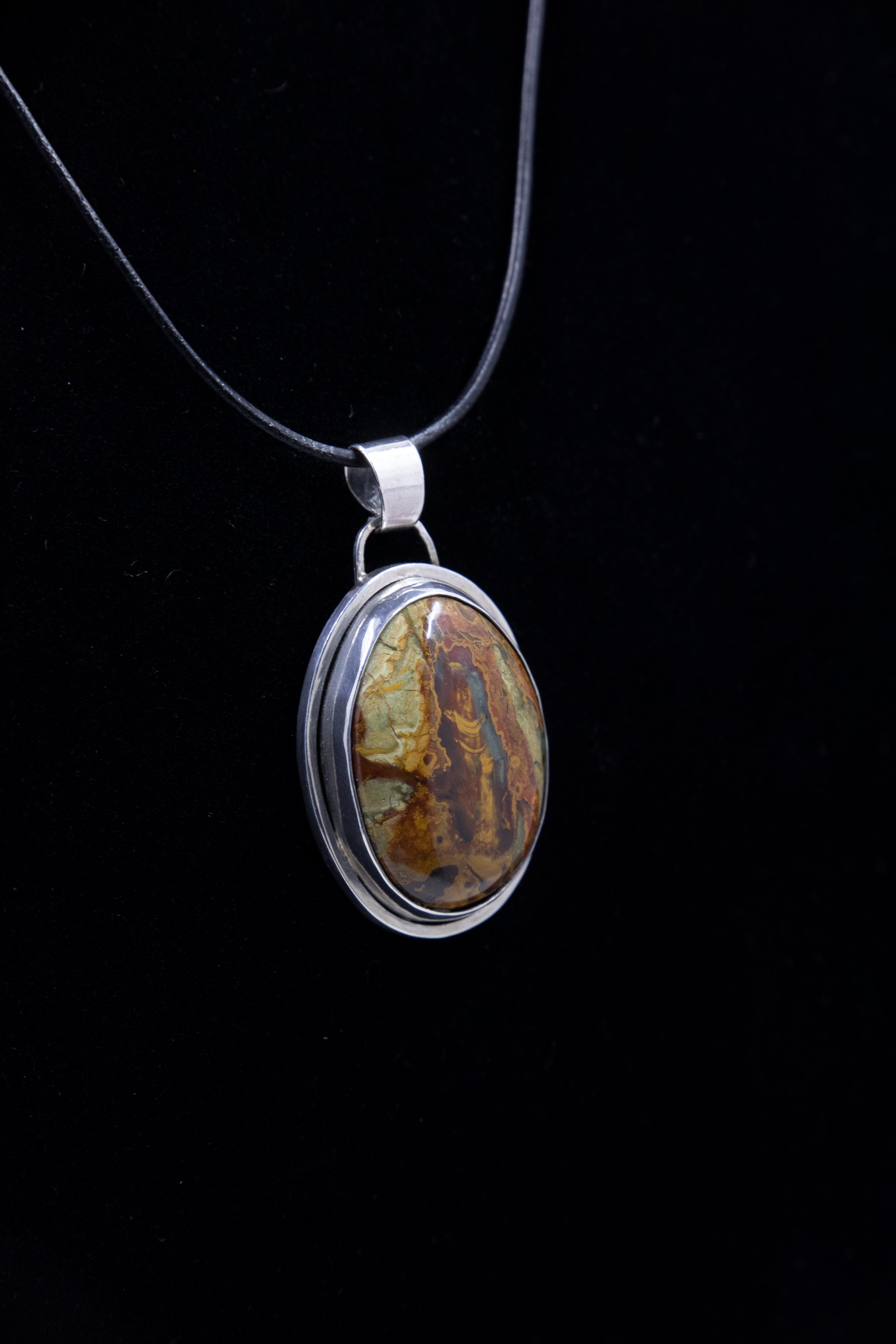 Kaleidoscope Jasper Pendant Set in Sterling Silver