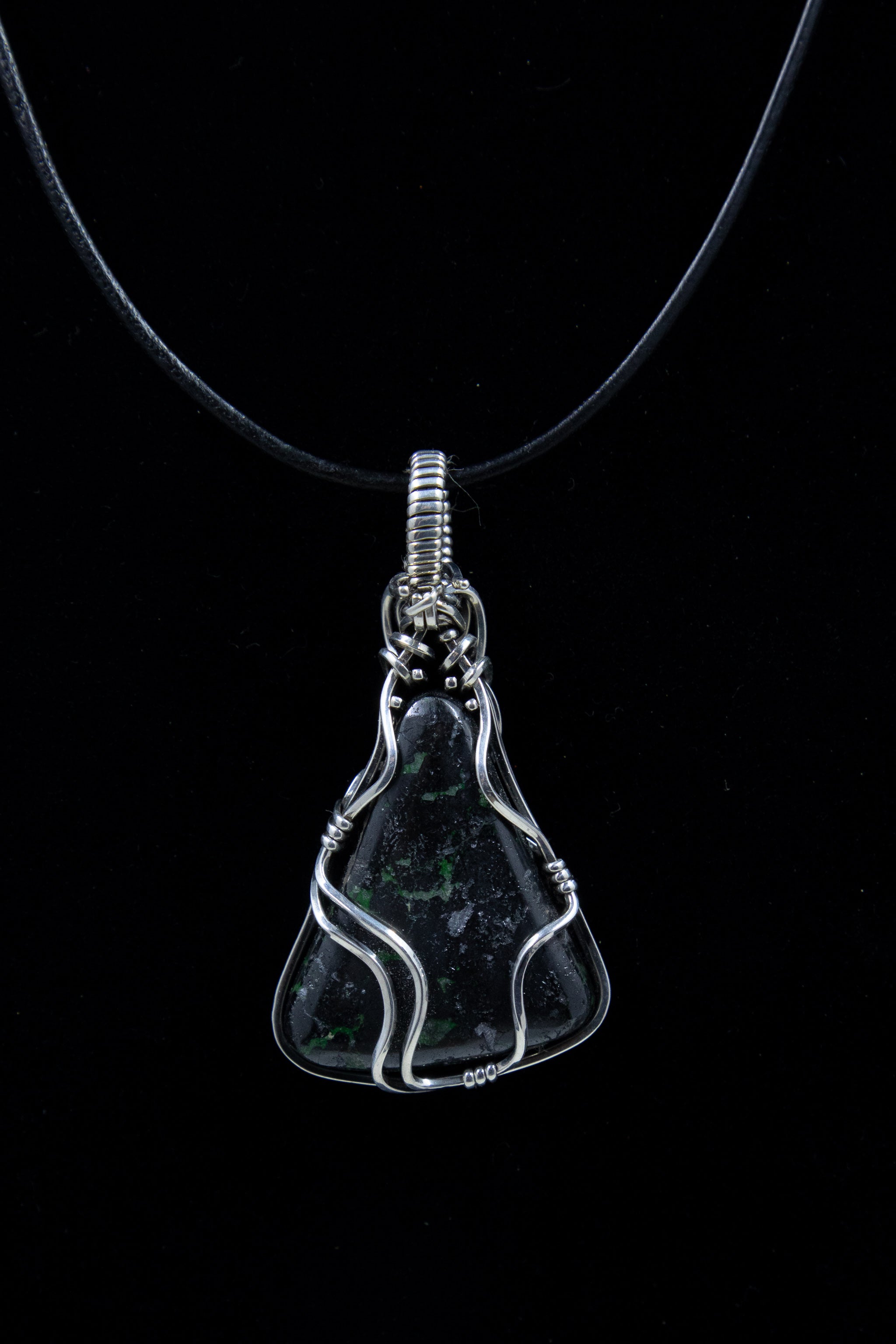 Wyoming Spotted Jade Pendant Set in Sterling Silver