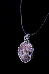 Moss Agate with Druzy Pendant Set in Sterling Silver