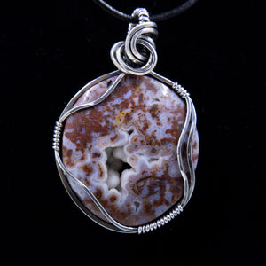 Moss Agate with Druzy Pendant Set in Sterling Silver