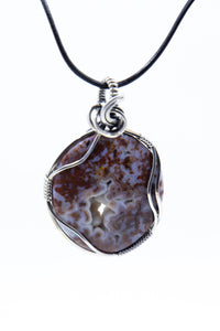 Moss Agate with Druzy Pendant Set in Sterling Silver