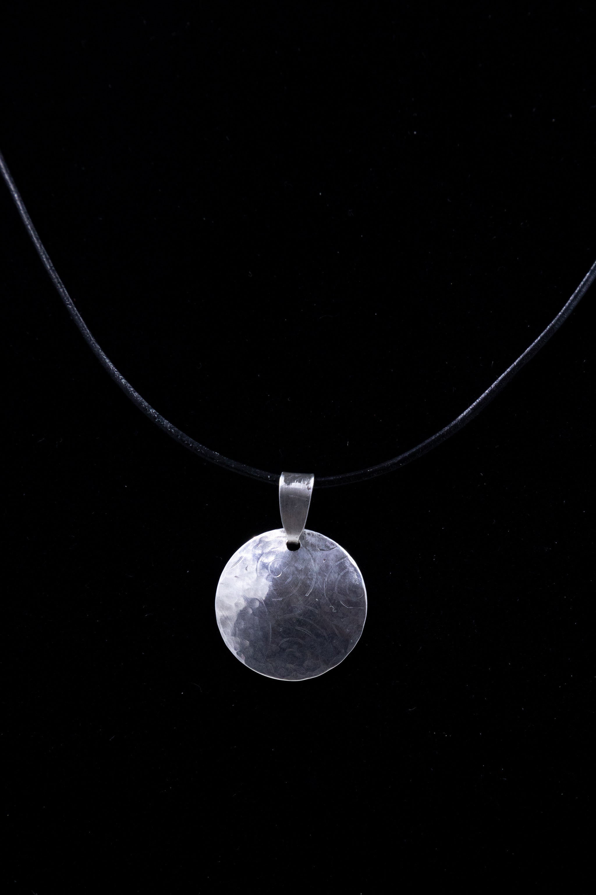 Sterling Silver Milled and Hammered Patterned Medallion Pendant