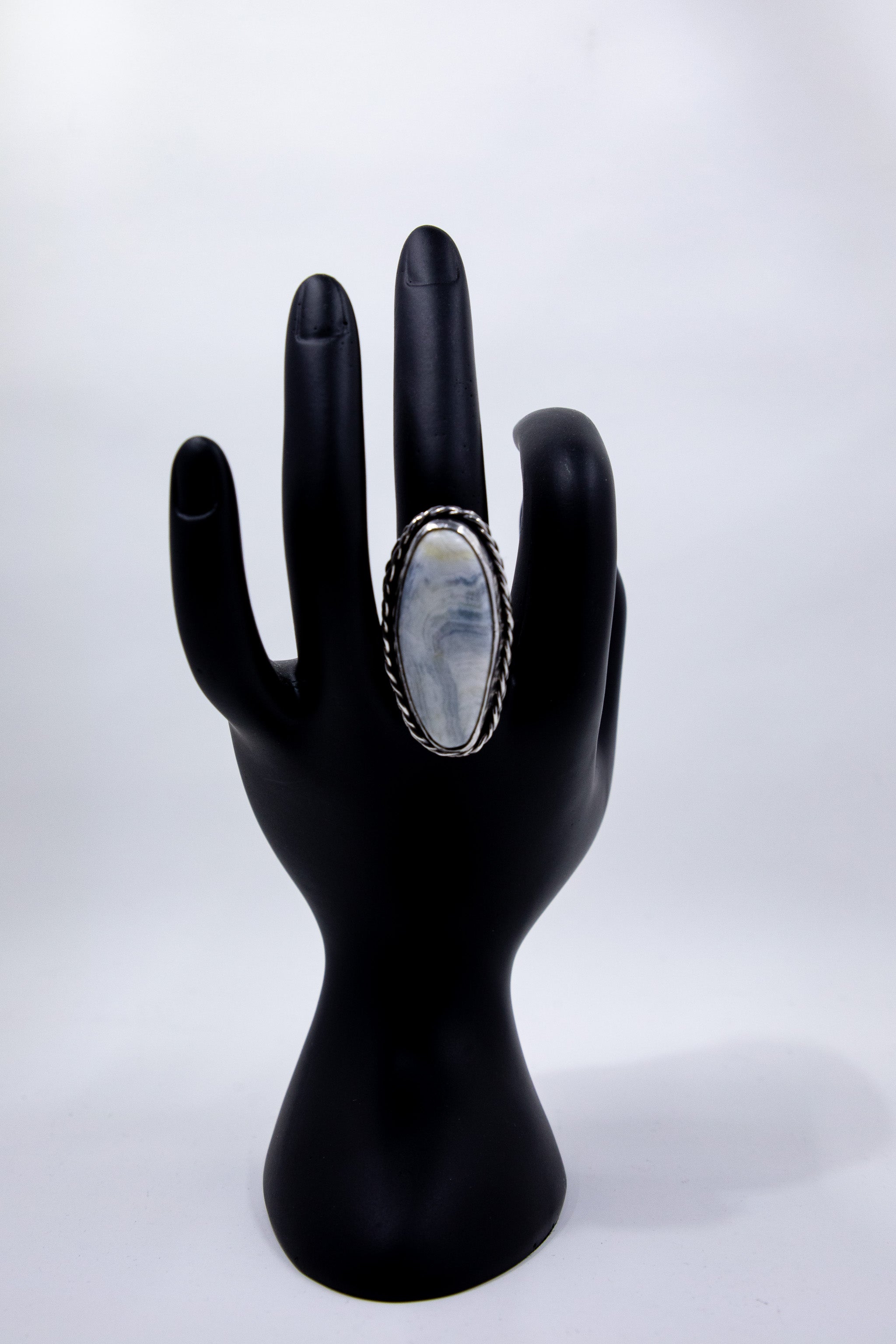 Sterling Silver and Blue Chalcedony Ring (size 8))